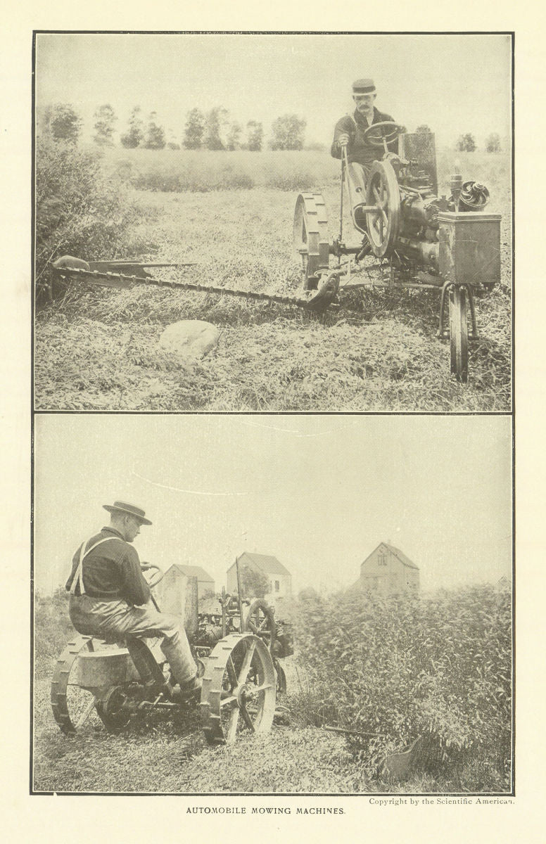 Automobile Mowing Machines. Engineering 1907 old antique vintage print picture